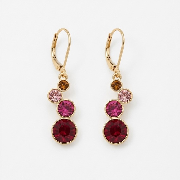 Napier Jewelry - Napier Gold-Tone Pink & Red Crystal Drop Earrings